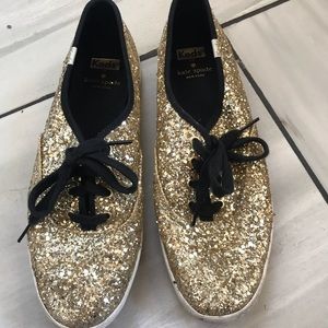 Kate Spade X Glitter Keds Gold